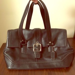 Coach black leather shoulder bag